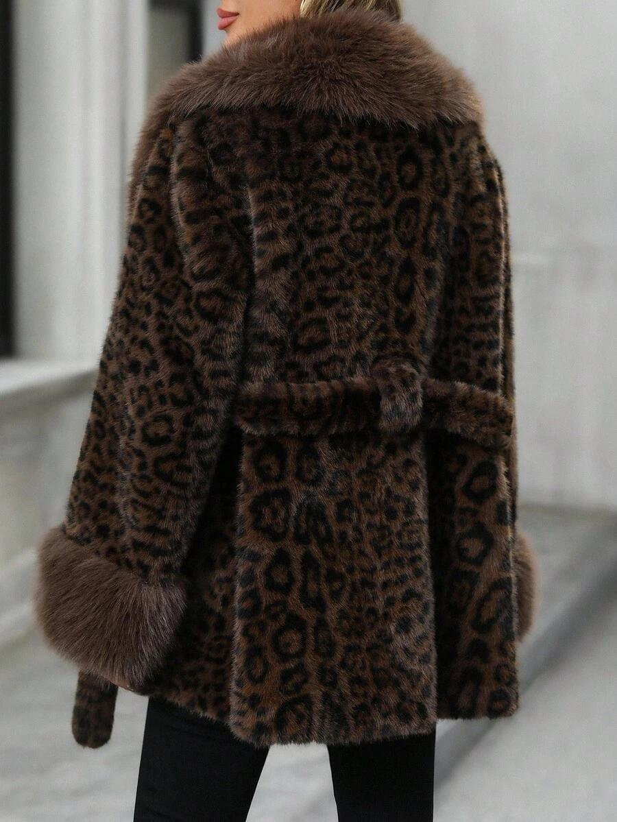brązowe sztuczne futro animal print