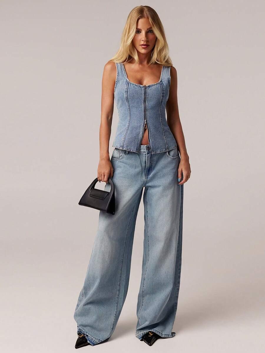 niebieski top jeans 