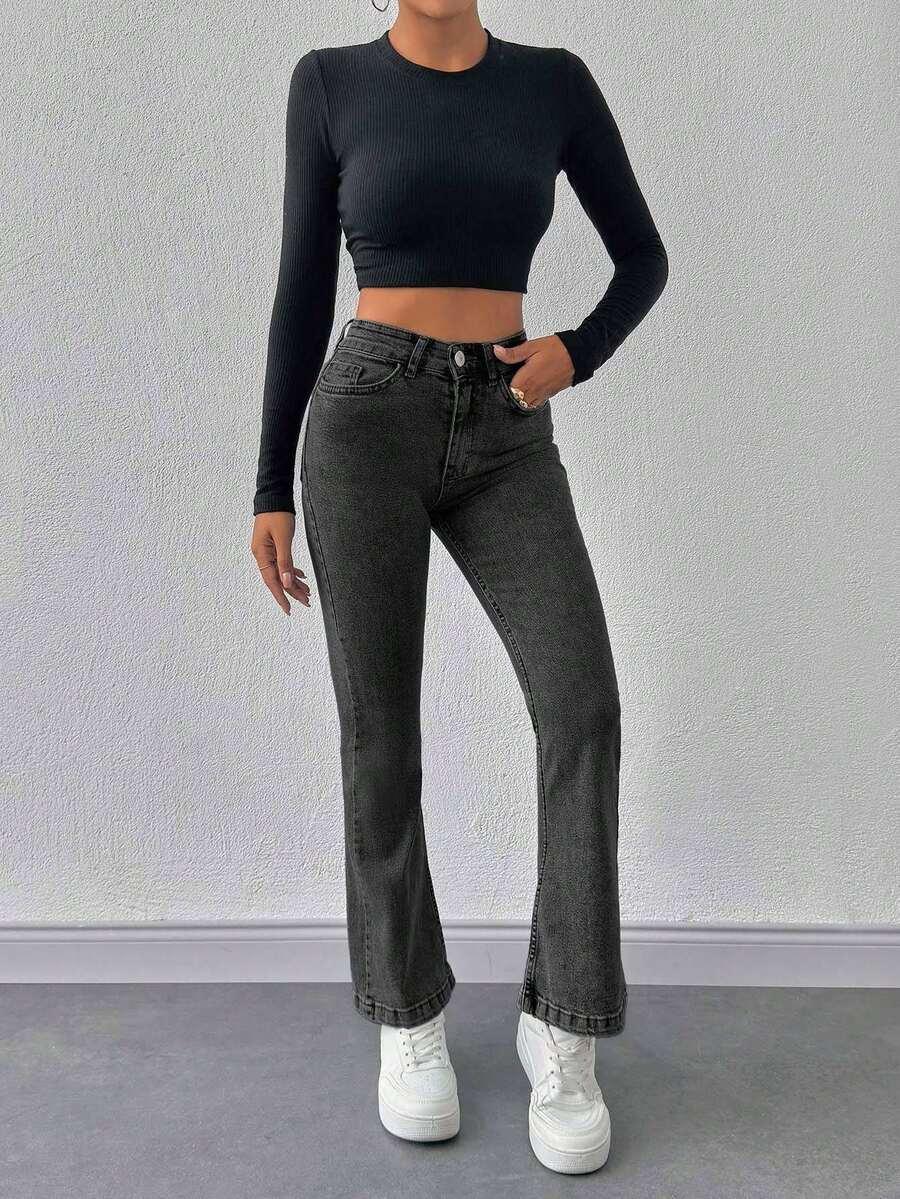 SPODNIE DZWONY JEANS 
