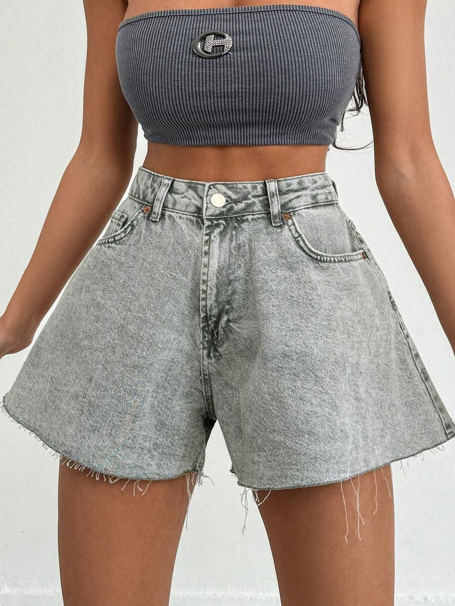 SZARE SPODENKI JEANS