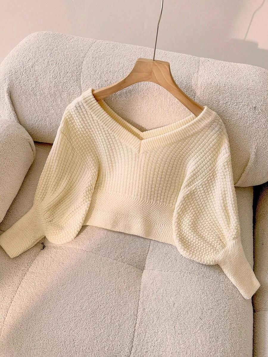 beżowy sweter v neck