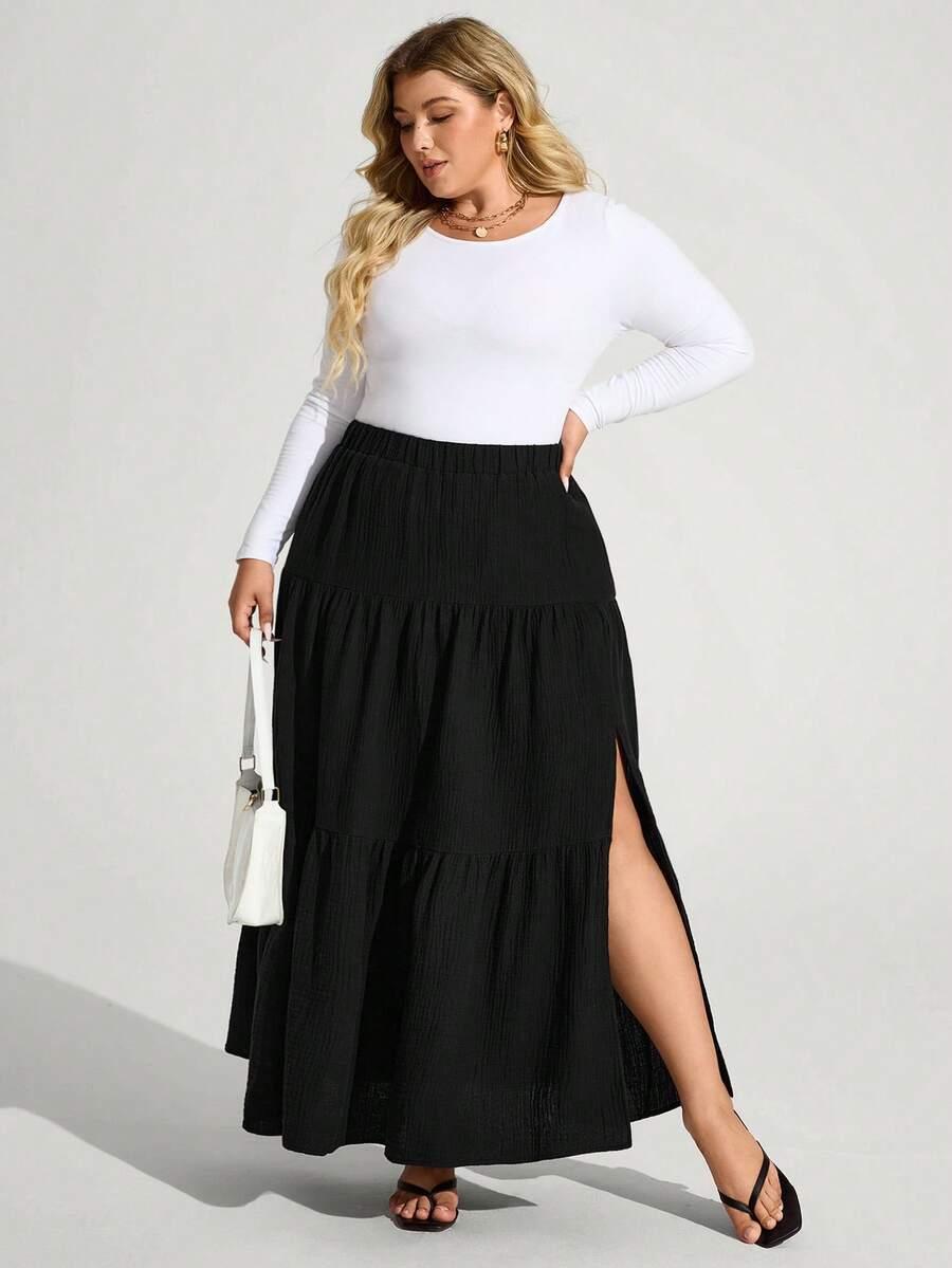 czarna maxi spódnica casual