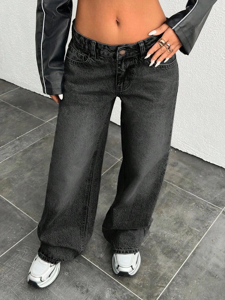CZARNE SPODNIE JEANS