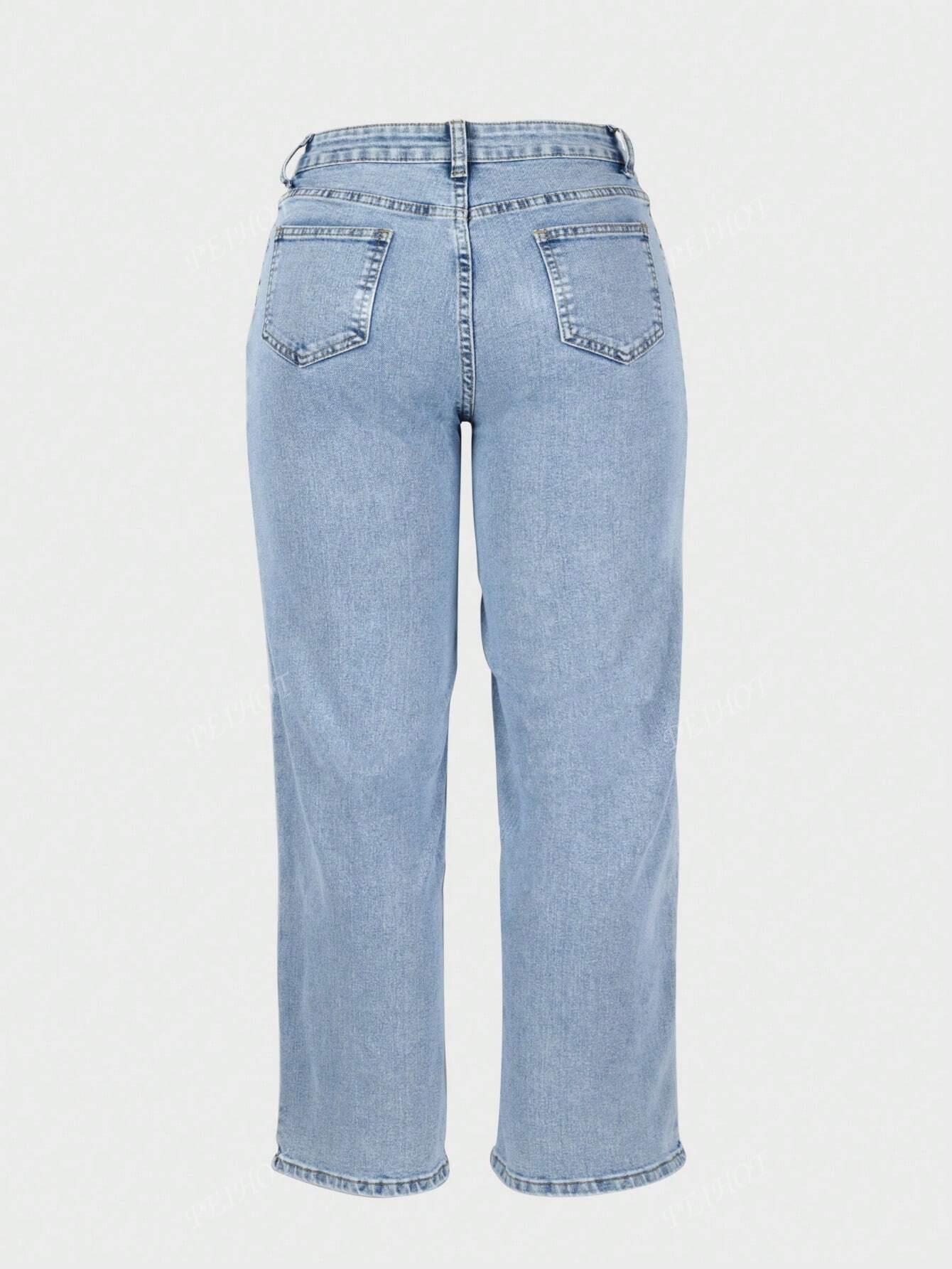 niebieskie spodnie jeans prosta nogawka