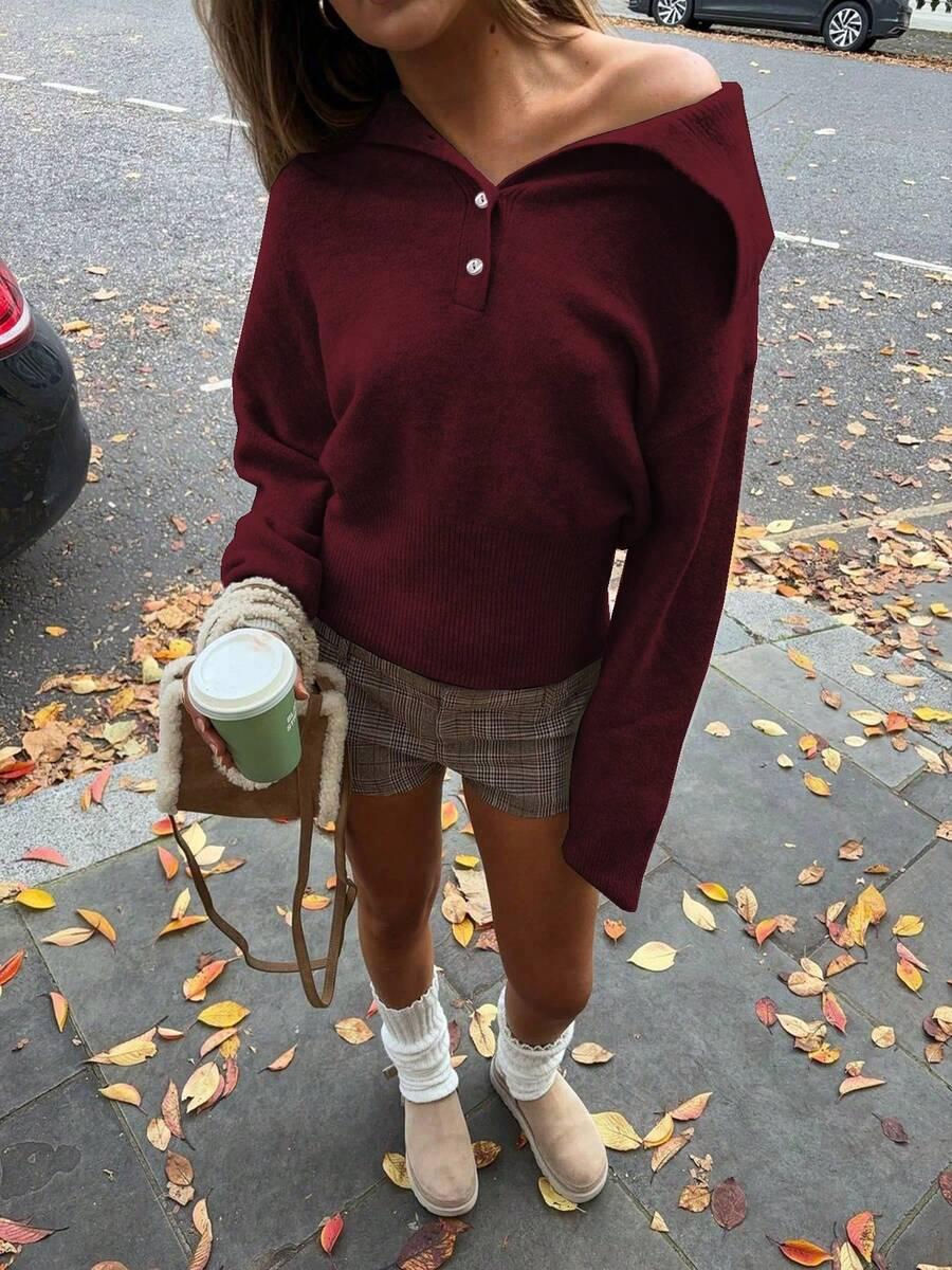 bordowy dzianinowy sweter 