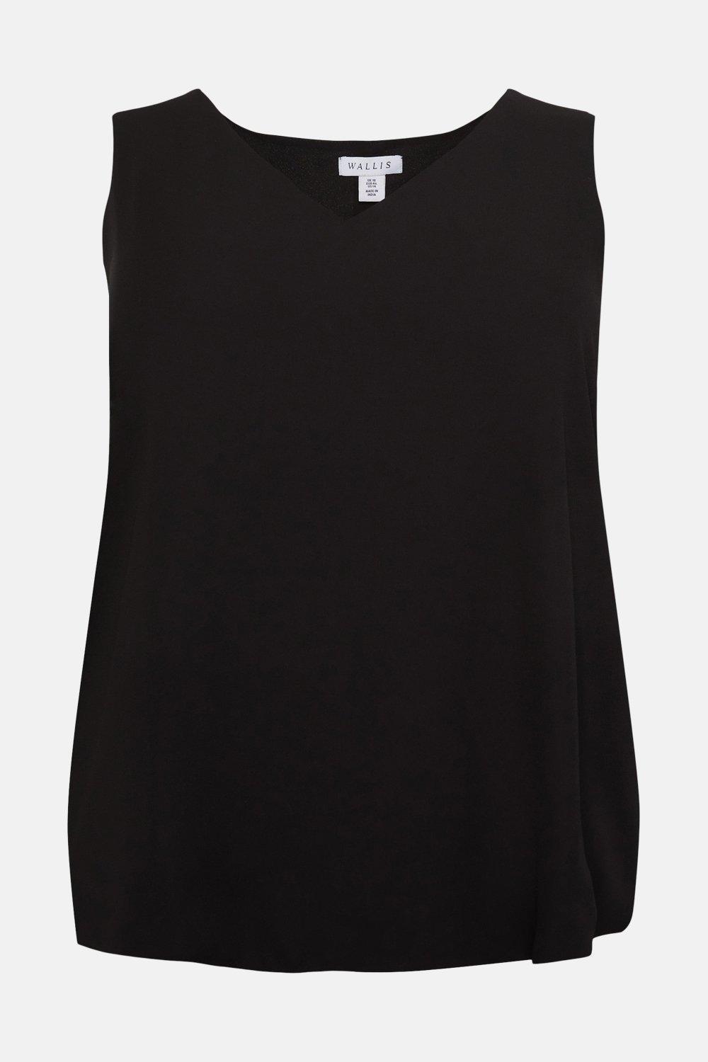 klasyczny czarny top bez rękawów v-neck