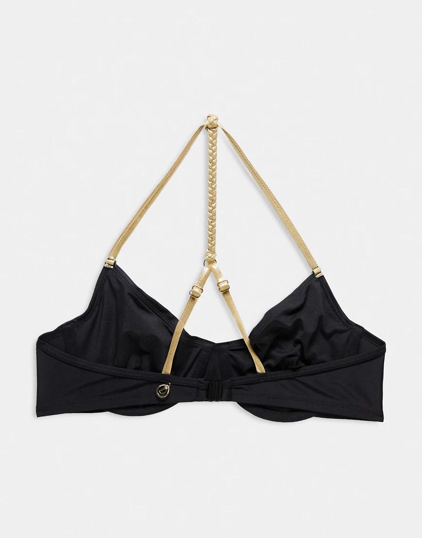  BIKINI TOP GÓRA STROJU KĄPIELOWEGO ZŁOTE WSTAWKI