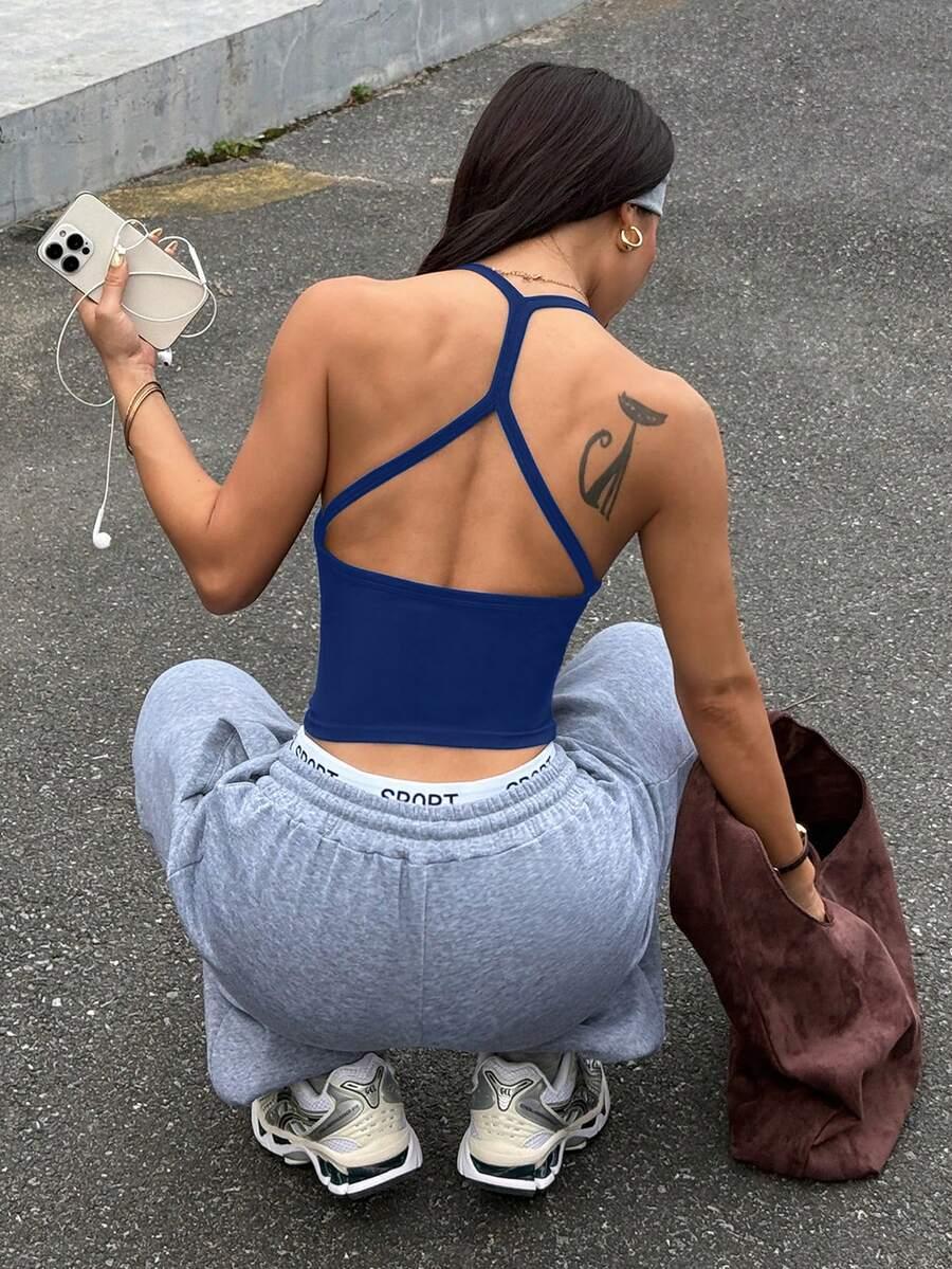 niebieskie sportowy top