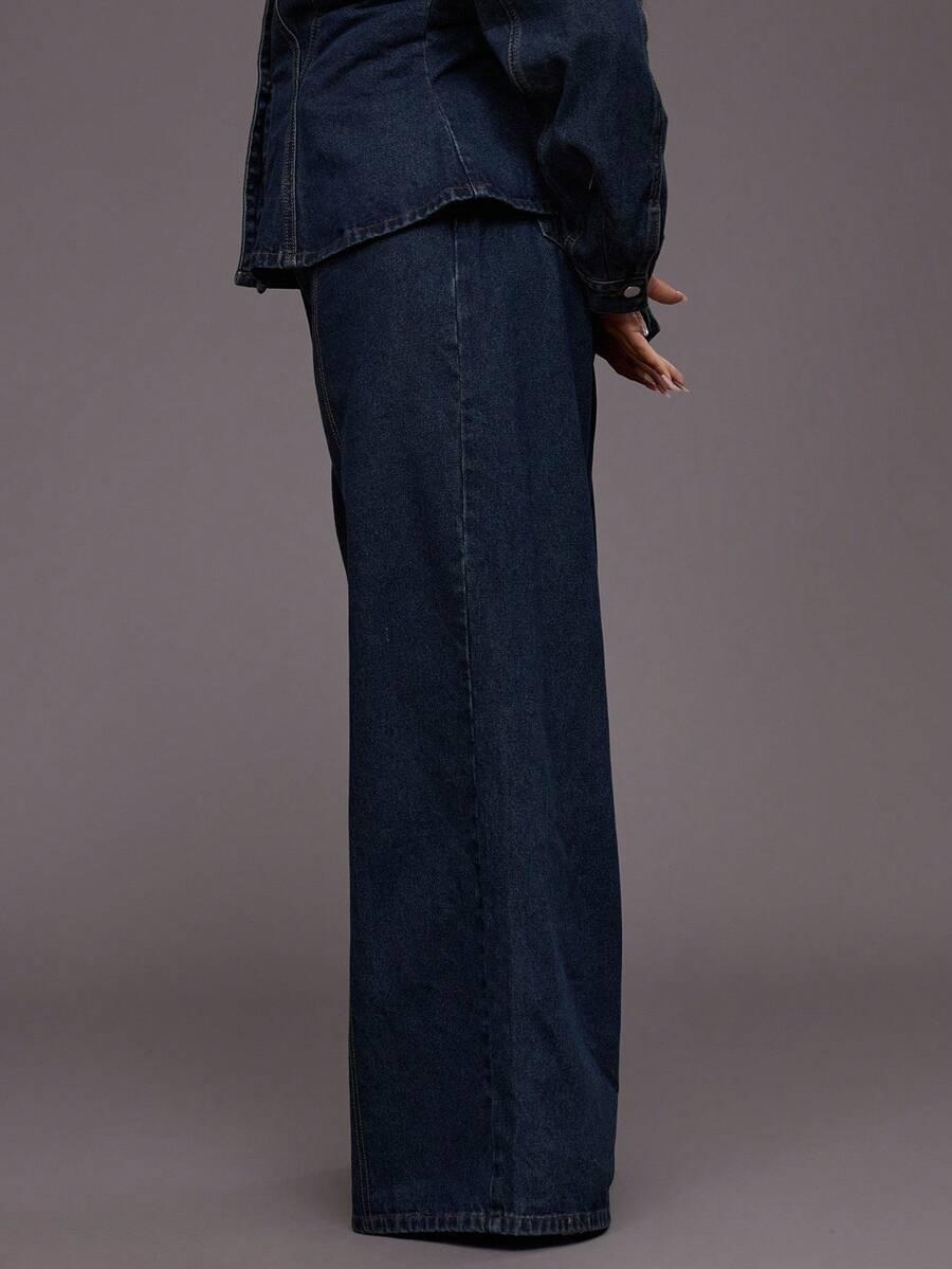 GRANATOWE SPODNIE JEANS