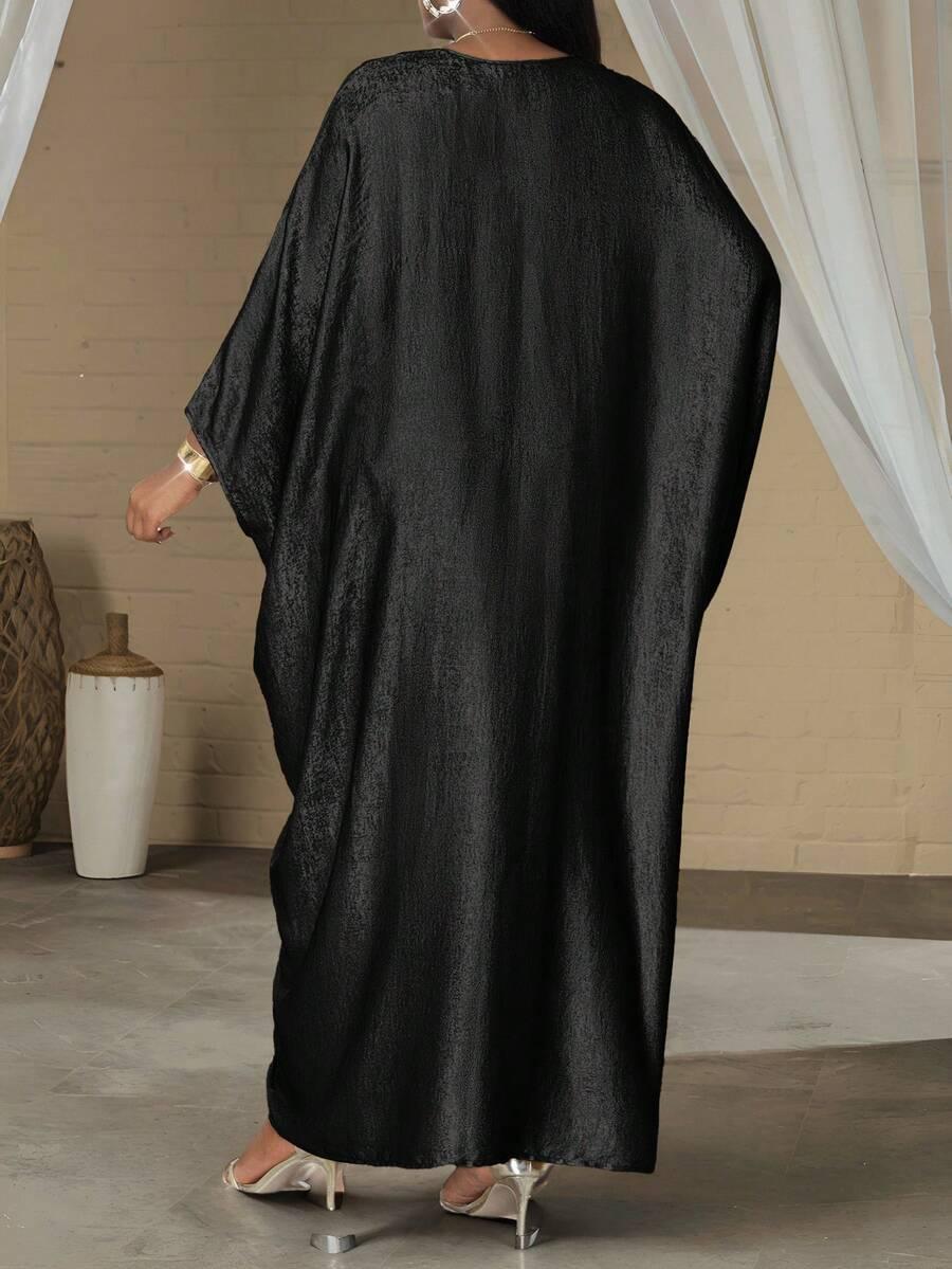czarna maxi sukienka v neck 