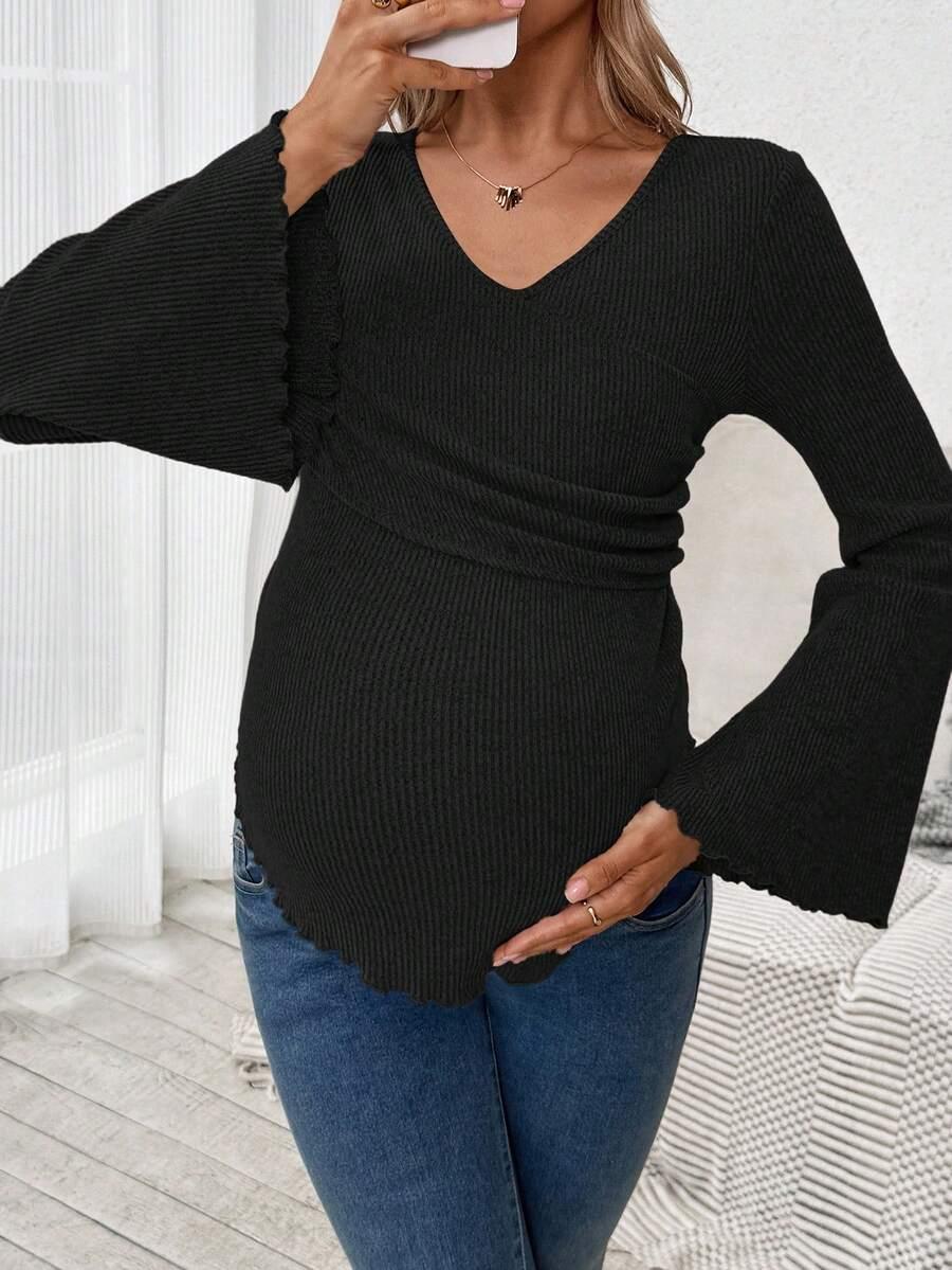 CZARNA BLUZKA V-NECK