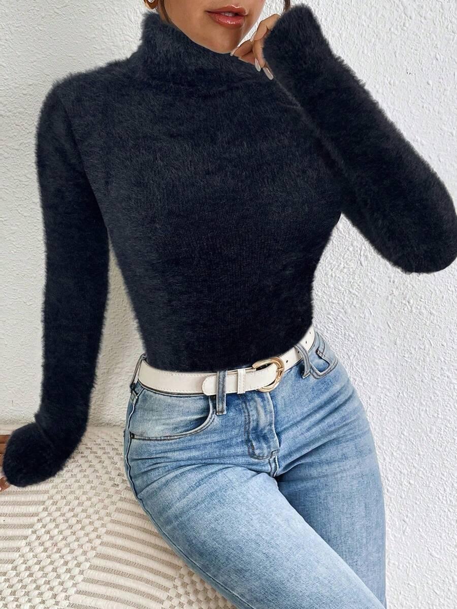 czarny sweter golf 