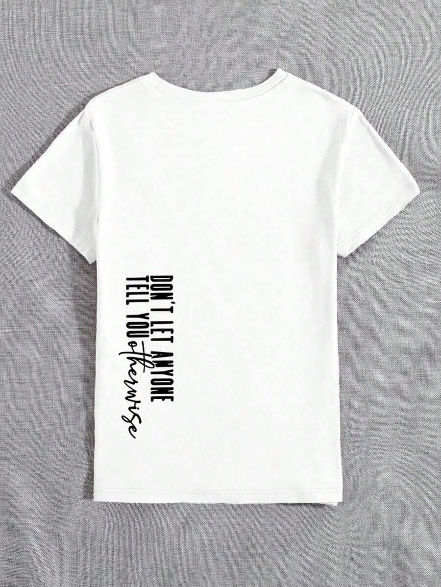 biały t-shirt napisy