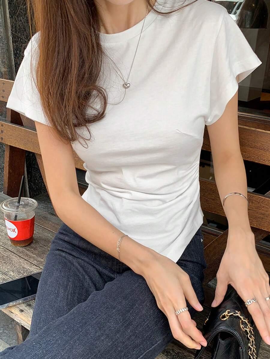 BIAŁY ASYMETRYCZNY T-SHIRT