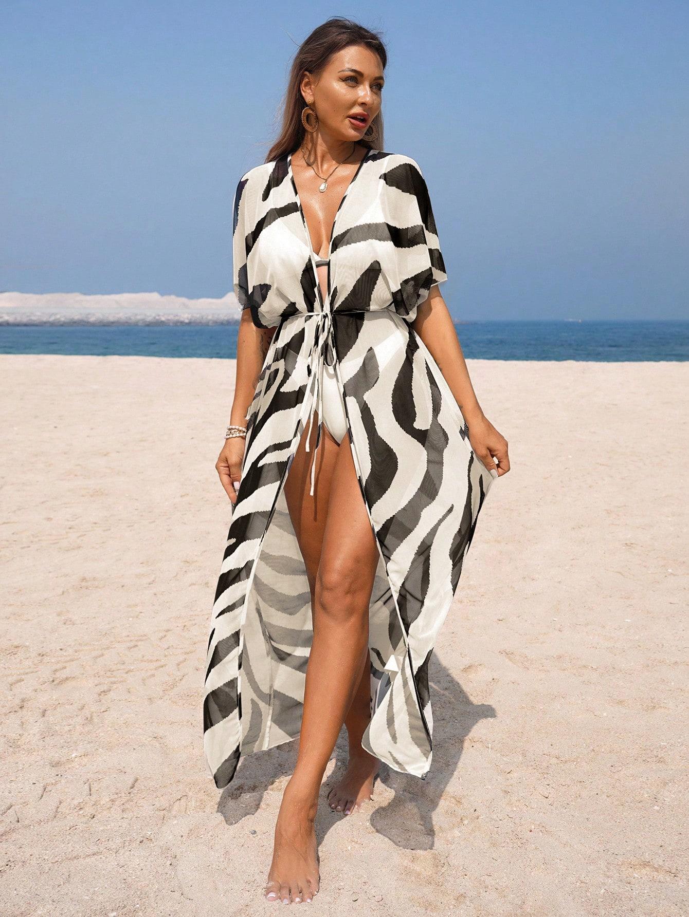 PLAŻOWA NARZUTKA WZÓR ZEBRA