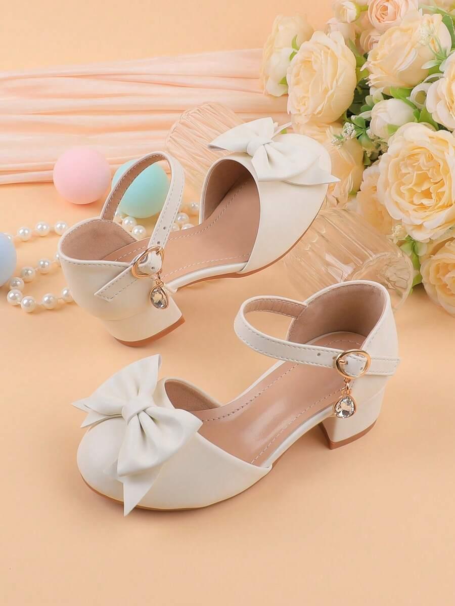 BUTY DZIEWCZĘCE NA OBCASIE Z KOKARDĄ