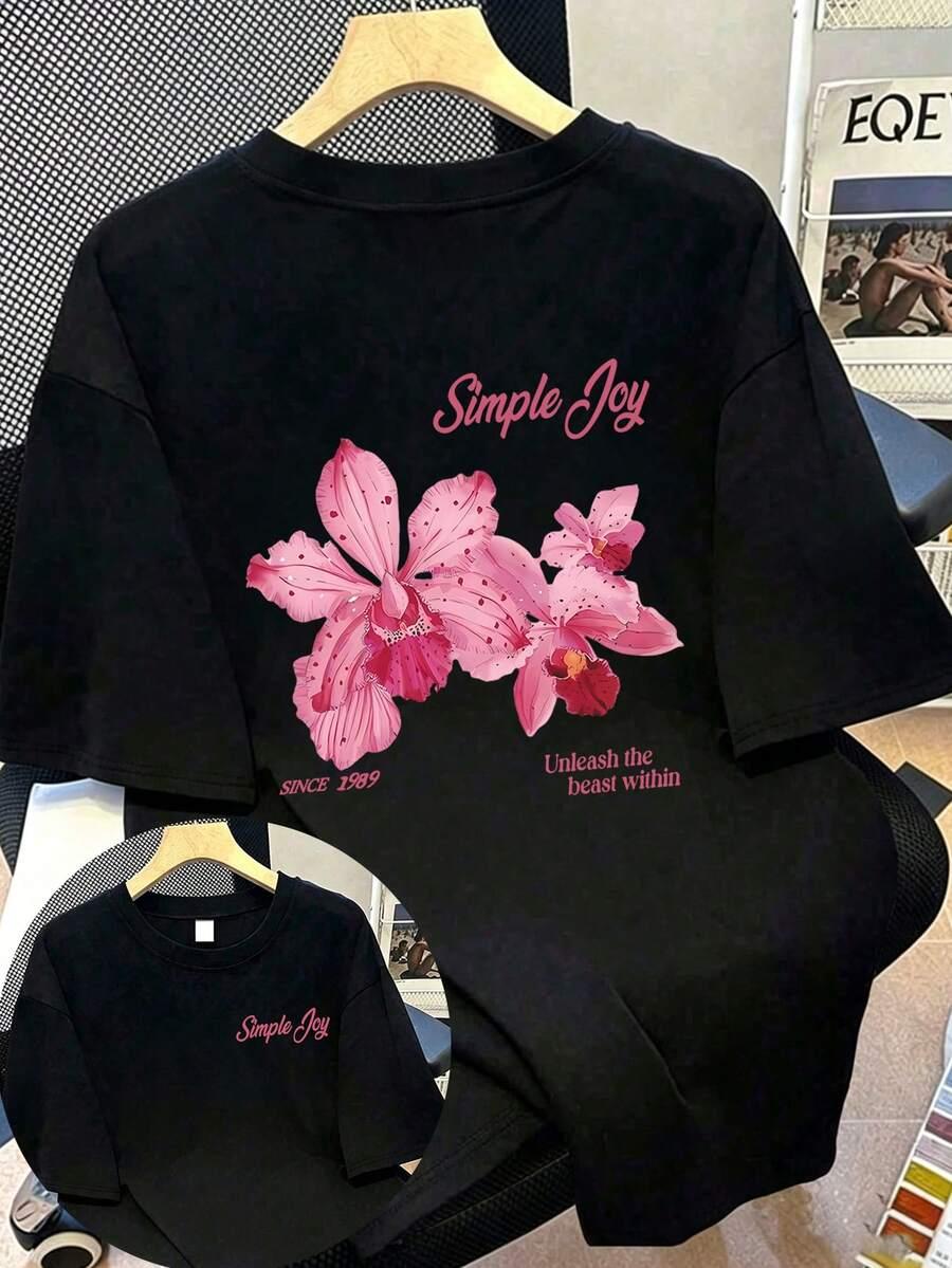czarny t-shirt wzór