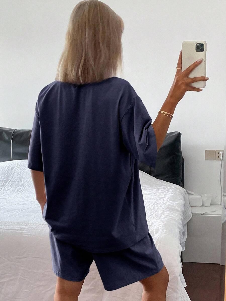 NIEBIESKI T-SHIRT CASUAL