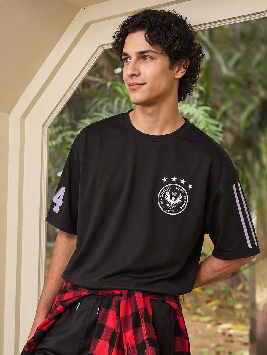 czarny t-shirt  z nadrukiem