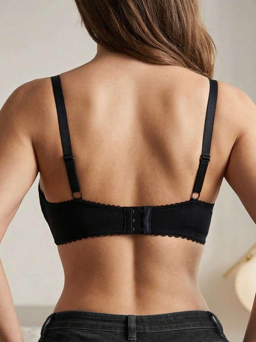 CZARNY BIUSTONOSZ KORONKA PUSH-UP