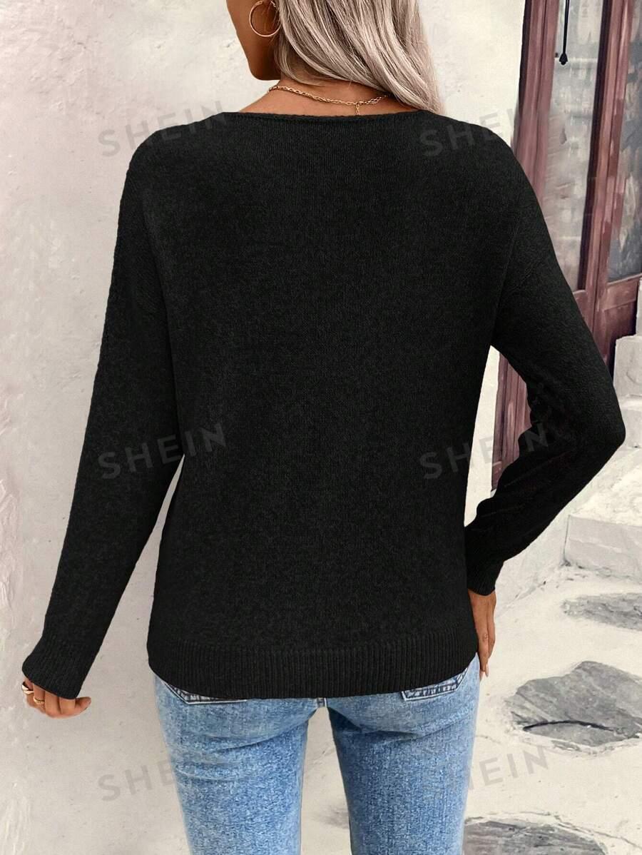 CZARNY SWETER V-NECK