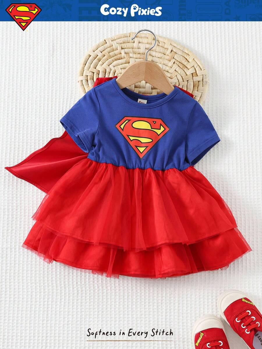 KOSTIUM SUPERMAN ZESTAW SUKIENKA PELERYNA