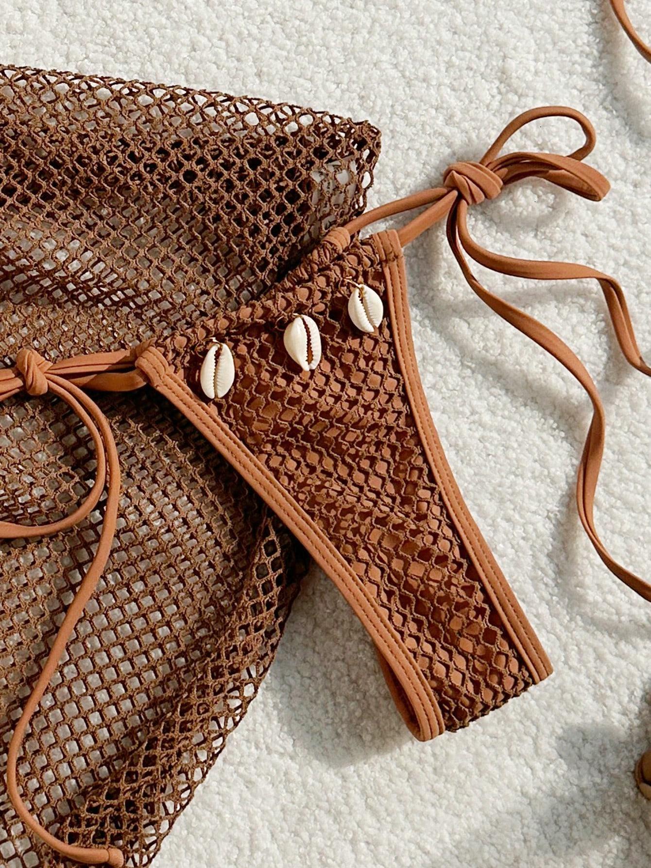 brązowa góra od bikini zdobienie tekstura
