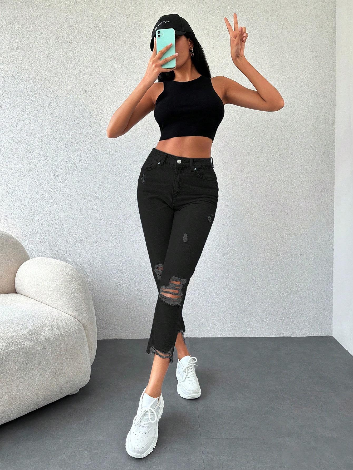 SPODNIE JEANS RIPPED