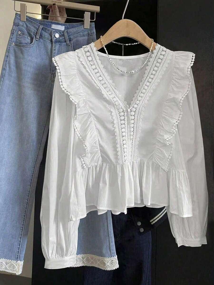 BIAŁA BLUZKA V-NECK