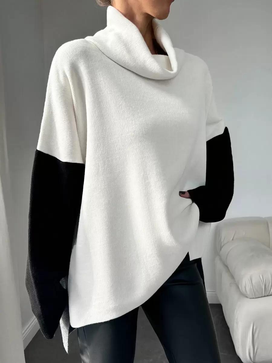 SWETER ŁĄCZENIE KONTRAST 