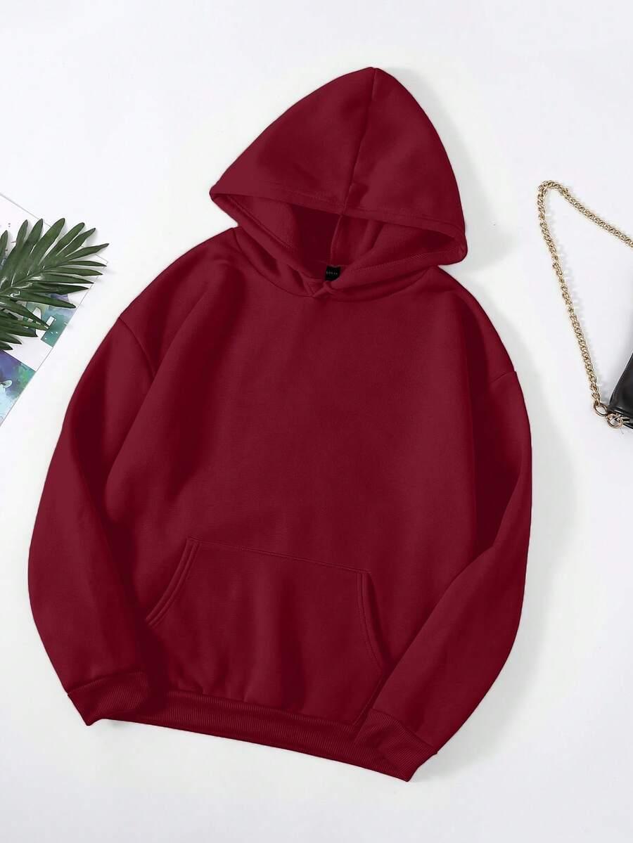 bordowa bluza z kapturem