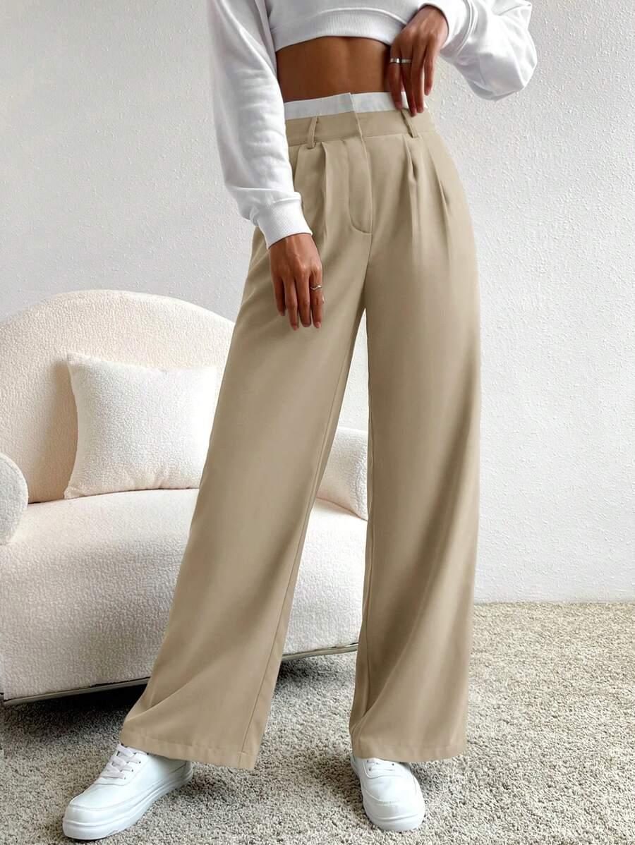 beżowe eleganckie spodnie