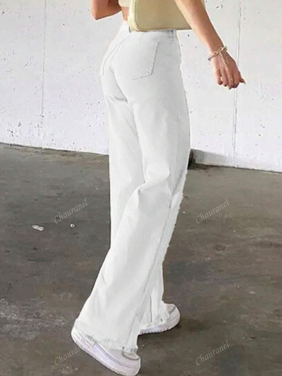 BIAŁE SPODNIE JEANS WYSOKI STAN