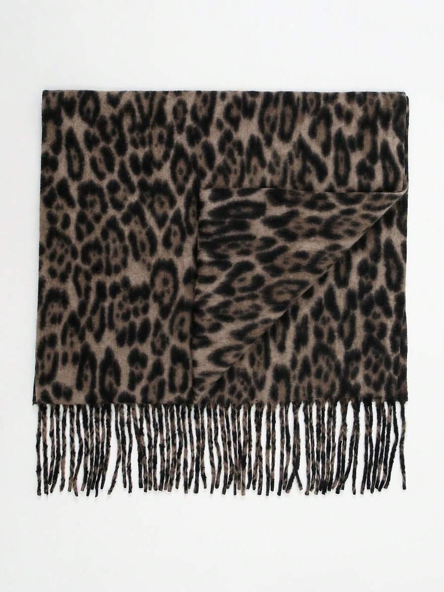 szalik frędzle animal print