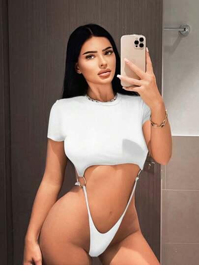 białe body krótki rękaw