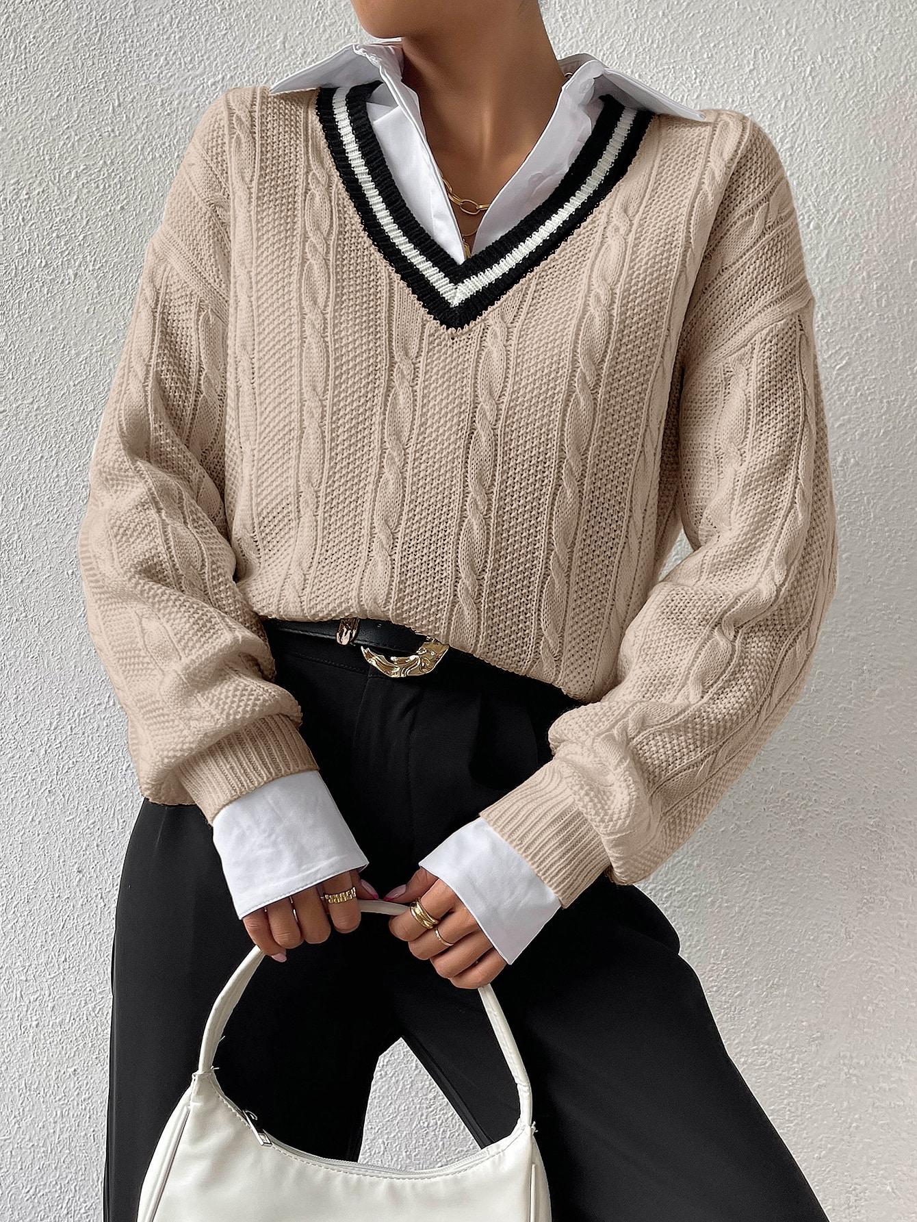 BEŻOWY SWETER DZIANINA