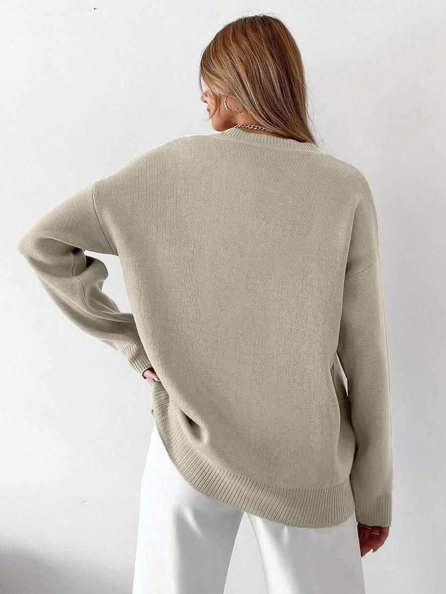 BEŻOWY SWETER GUZIKI