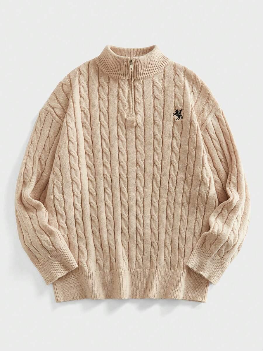 BEŻOWY SWETER DZIANINA
