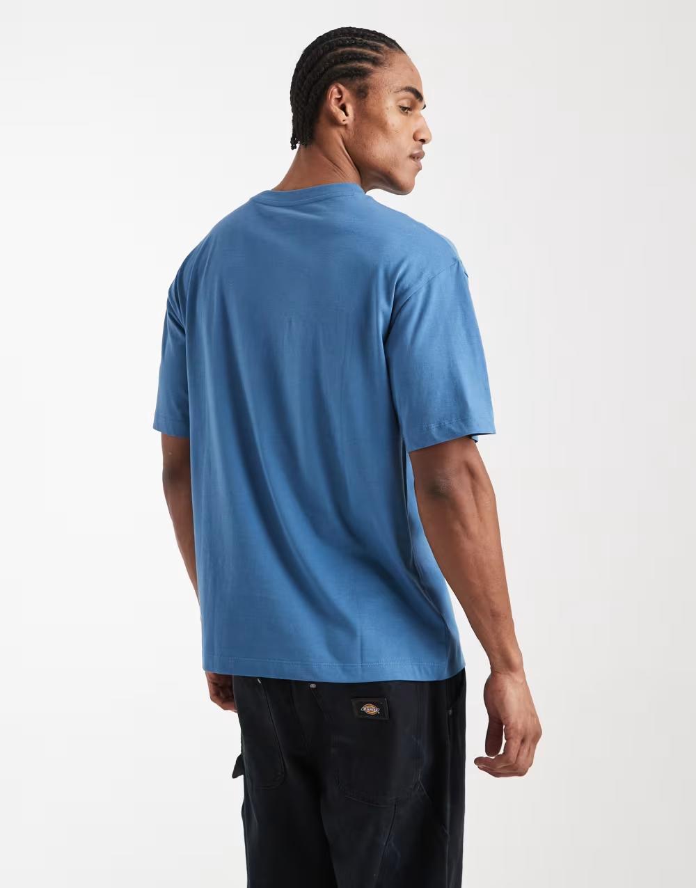 NIEBIESKI T-SHIRT OKRĄGŁY DEKOLT