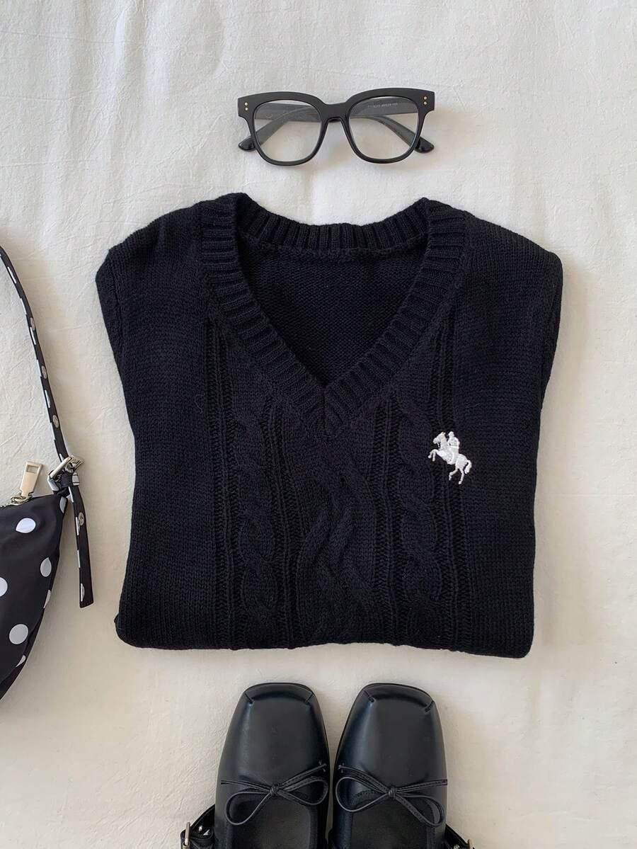 CZARNY SWETER HATF V-NECK