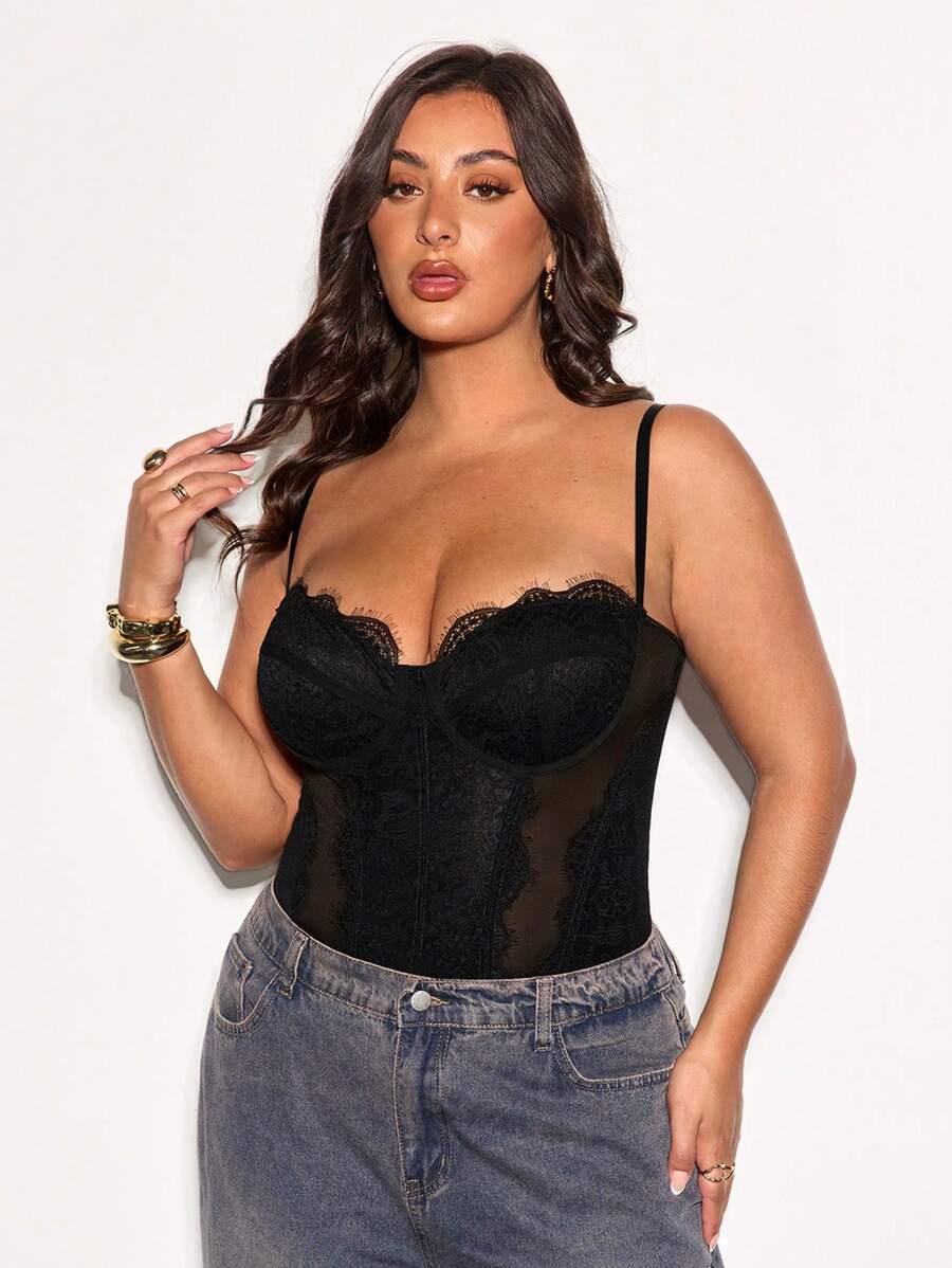 CZARNE KORONKOWE BODY