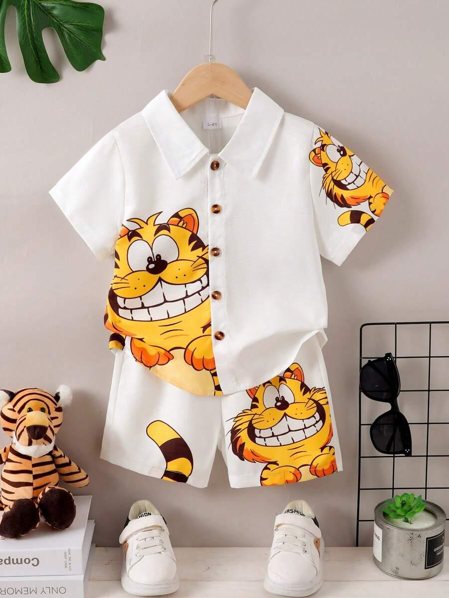 KOMPLET KOSZULA I SPODENKI Z WZOREM GARFIELD