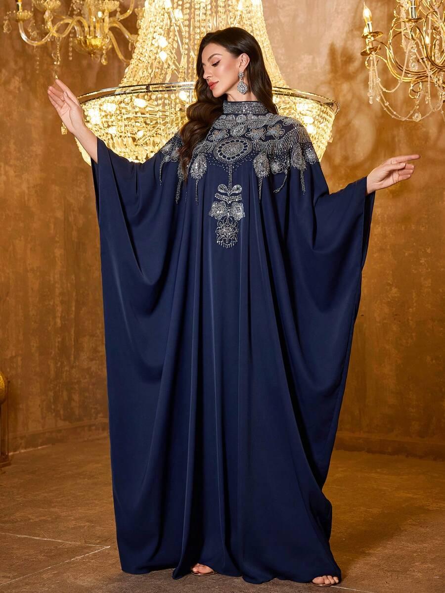 granatowa maxi sukienka oversize
