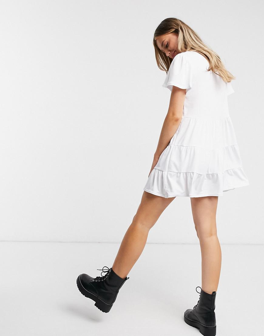 BIAŁA MINI SUKIENKA V-NECK