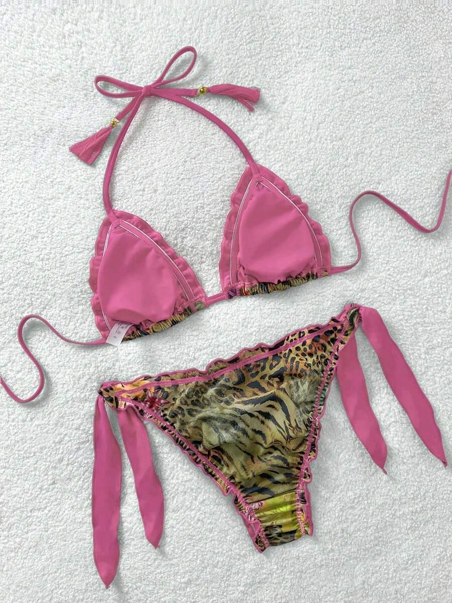 dwuczęściowy strój kąpielowy animal print 