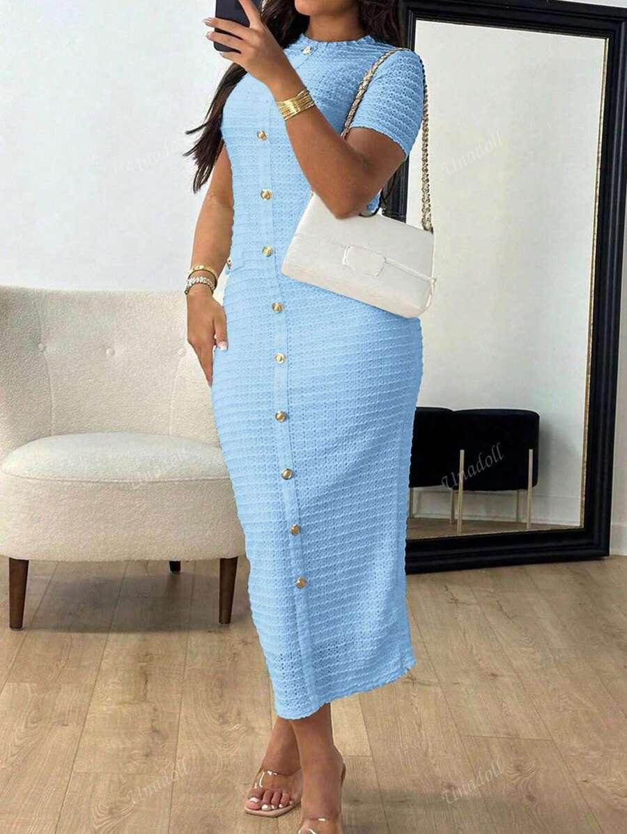 NIEBIESKA MIDI SUKIENKA