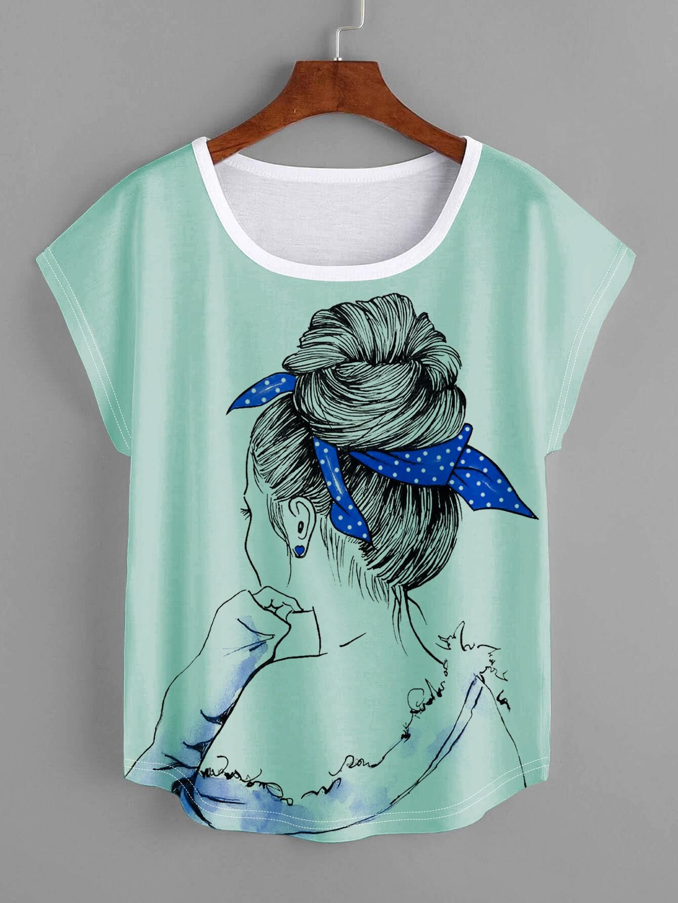 miętowy t-shirt nadruk