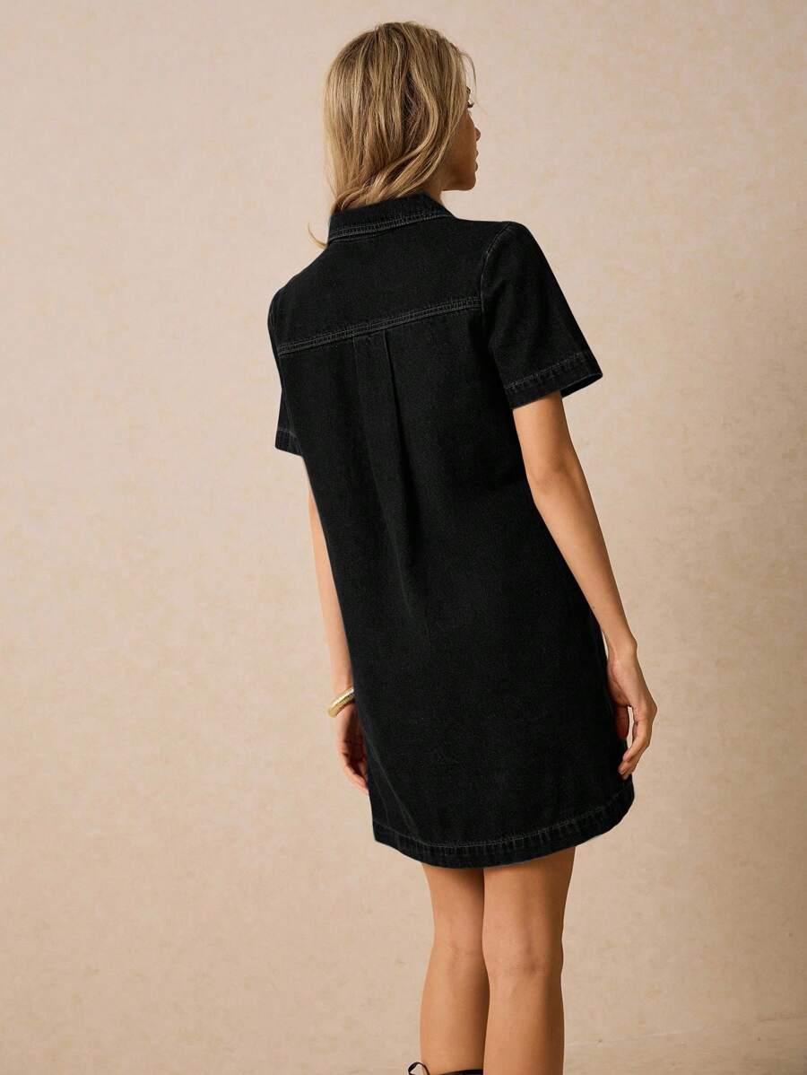 CZARNA MINI SUKIENKA JEANS