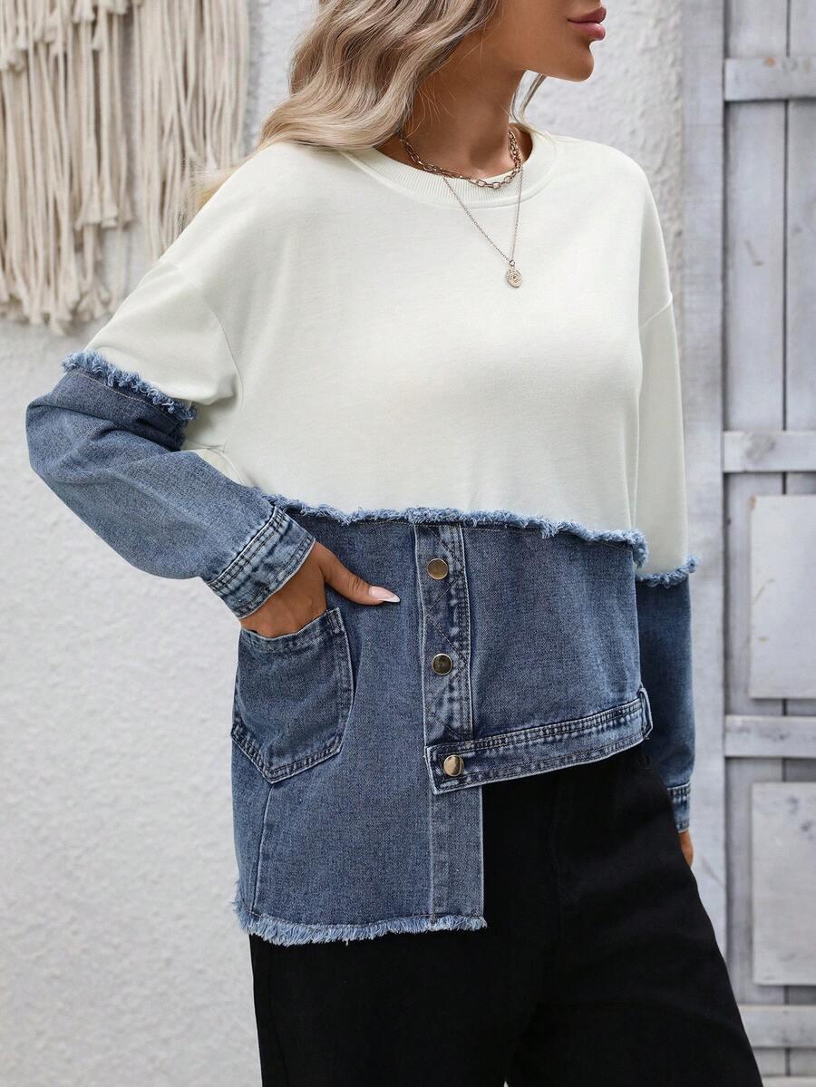 asymetryczna bluza jeans