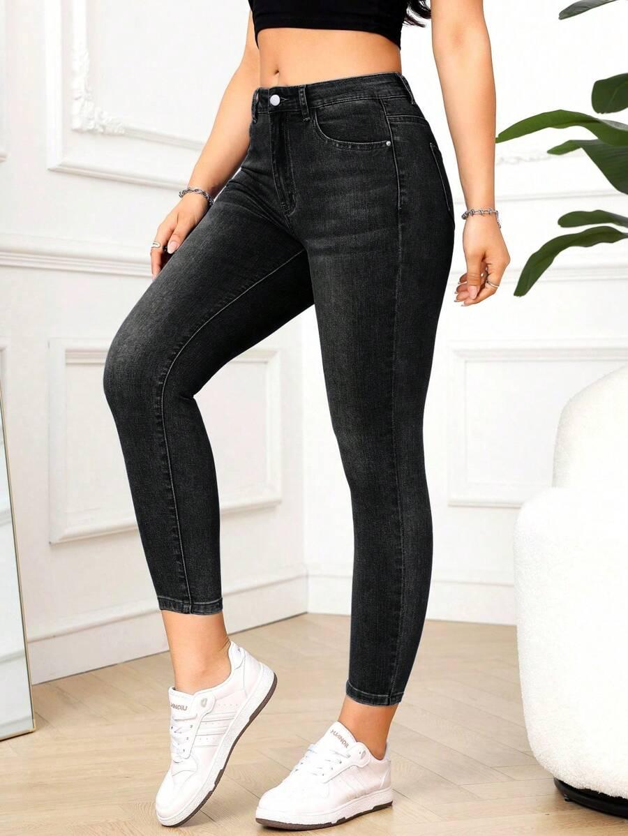 CZARNE SPODNIE JEANS RURKI